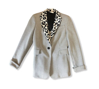 Akris Punto houndstooth and cheetah blazer