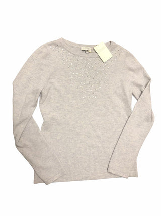 Cashmere ballet neck sweater w/rhinestones