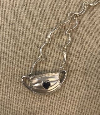 Dragon Bee silverplate mask charm choker NEW